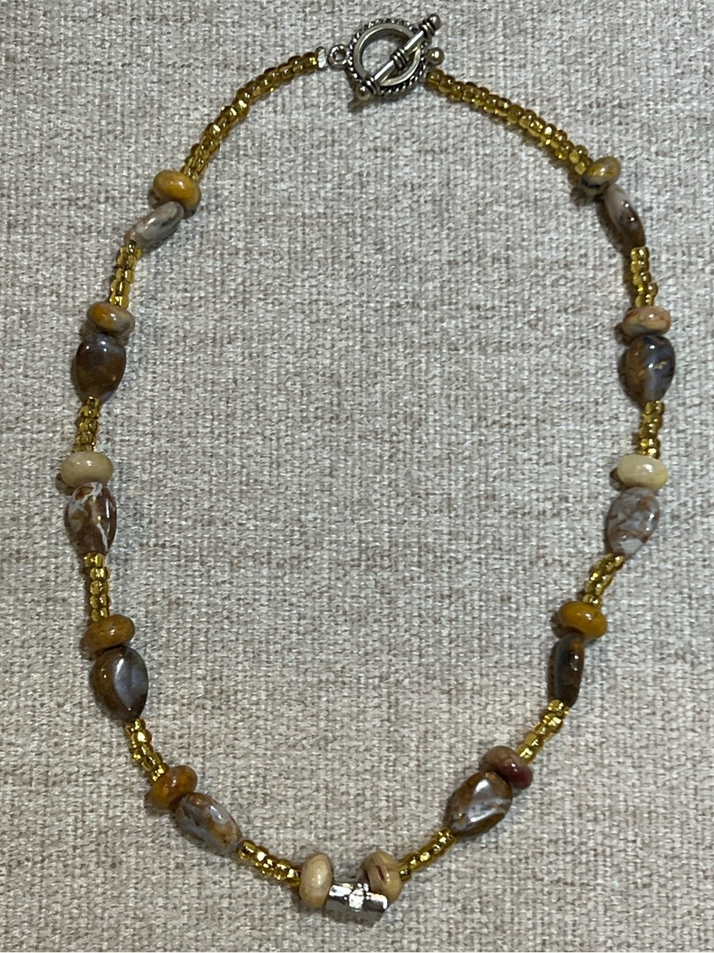 Beaded Stone Toggle Necklace